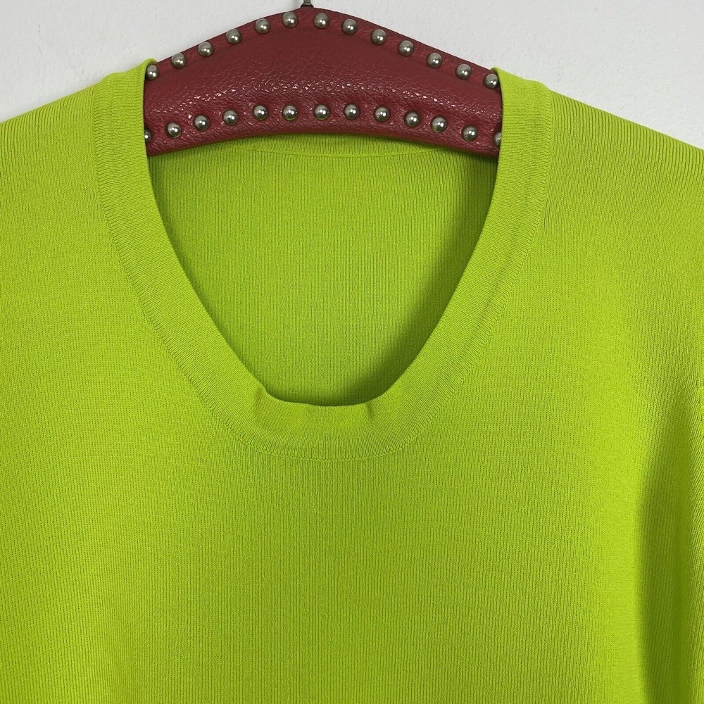 Vintage 90’s Lime Green Stretch Knit Short Sleeve Top S/M - Picture 2 of 10